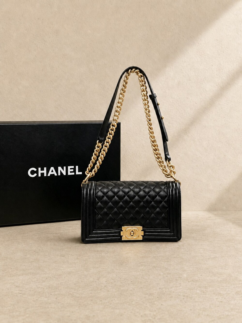 Chanel Black Shoulder Carry Bag | Boy Medium